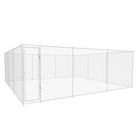 vidaXL Canil de exterior em aço galvanizado 570x570x185 cm