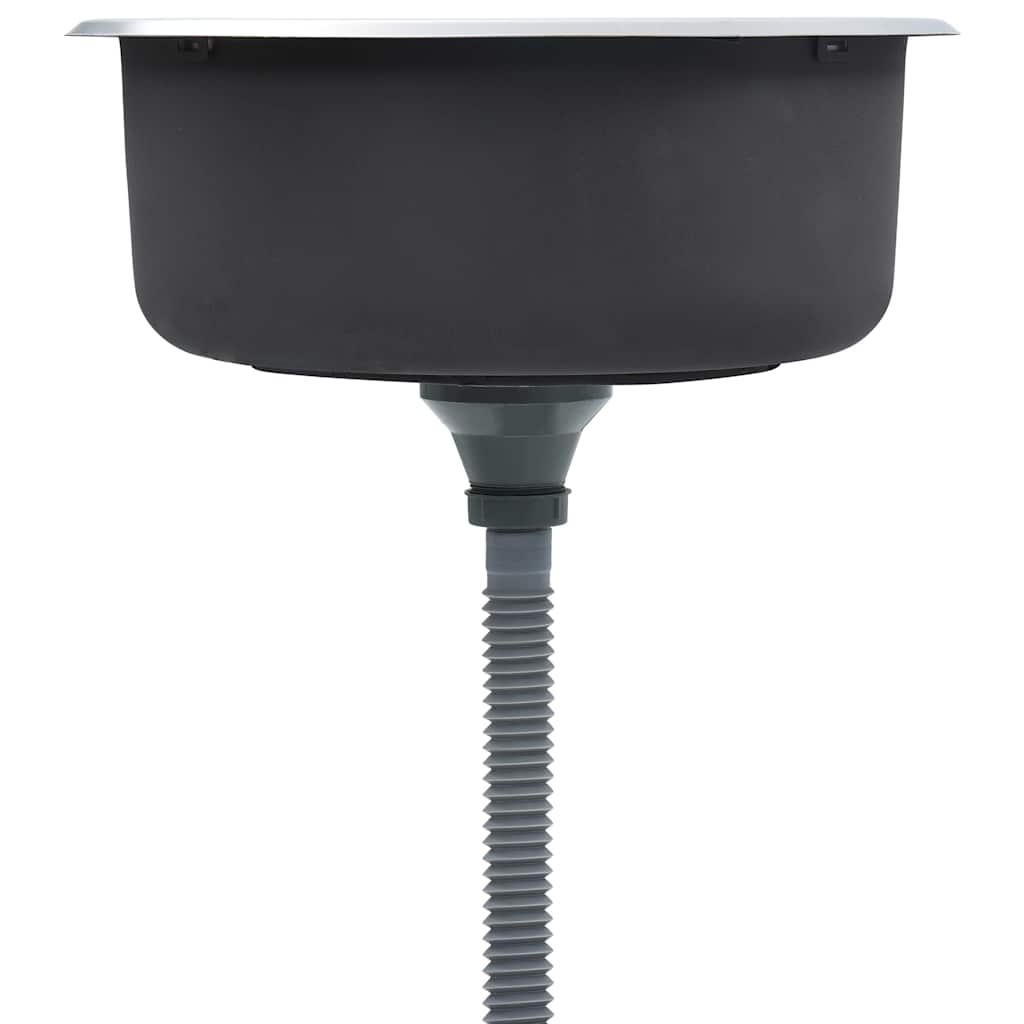 vidaXL Lava-louças de cozinha com ralo e sifão aço inoxidável