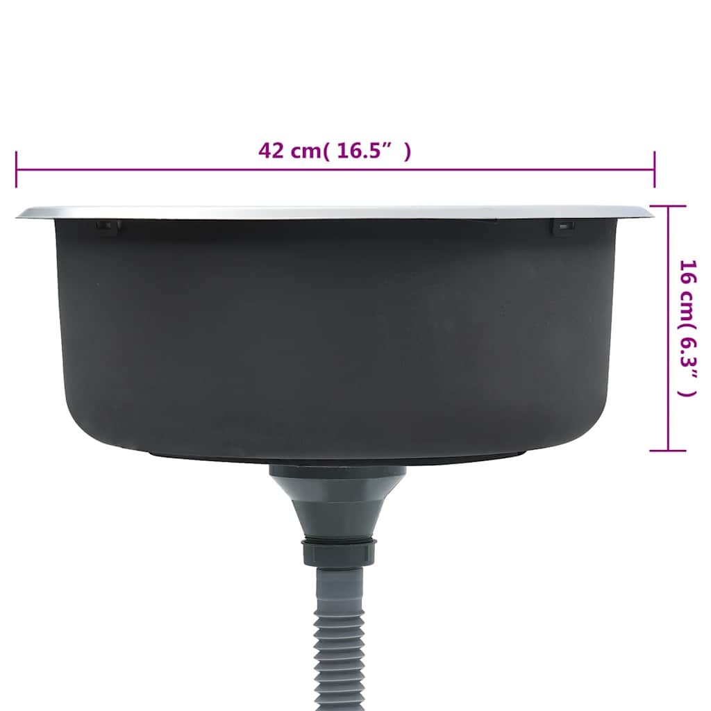 vidaXL Lava-louças de cozinha com ralo e sifão aço inoxidável