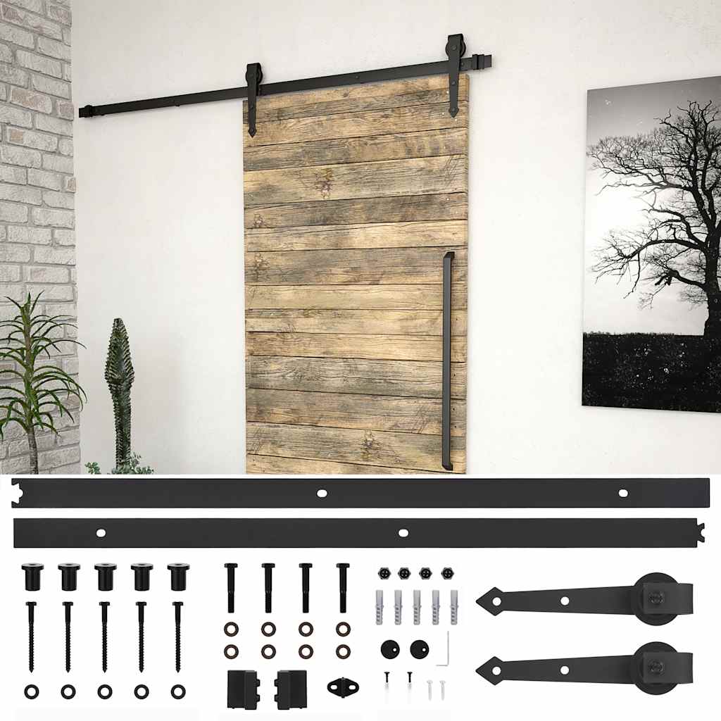 vidaXL Kit de ferragens para porta deslizante 183 cm aço preto