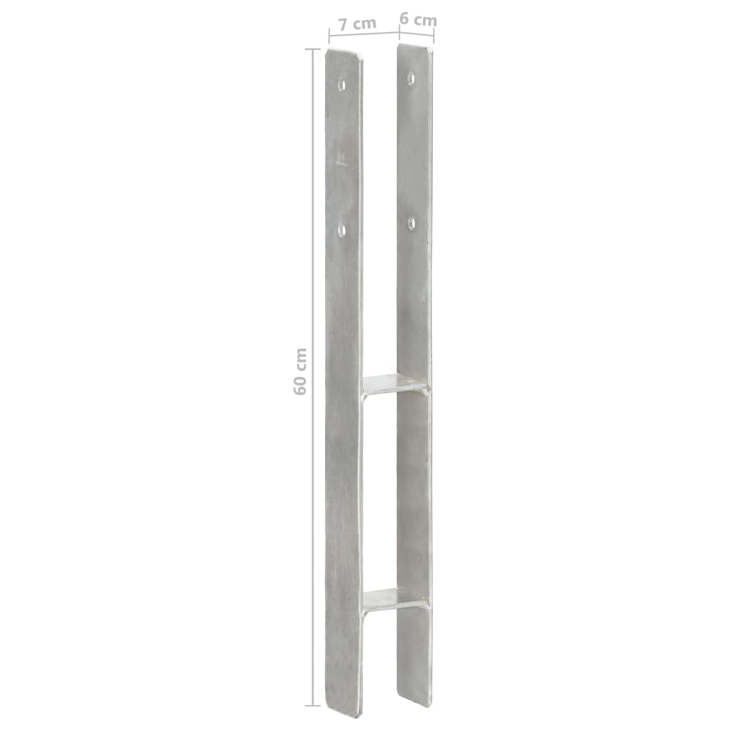 vidaXL Âncoras de vedação 6 pcs 7x6x60 cm aço galvanizado prateado