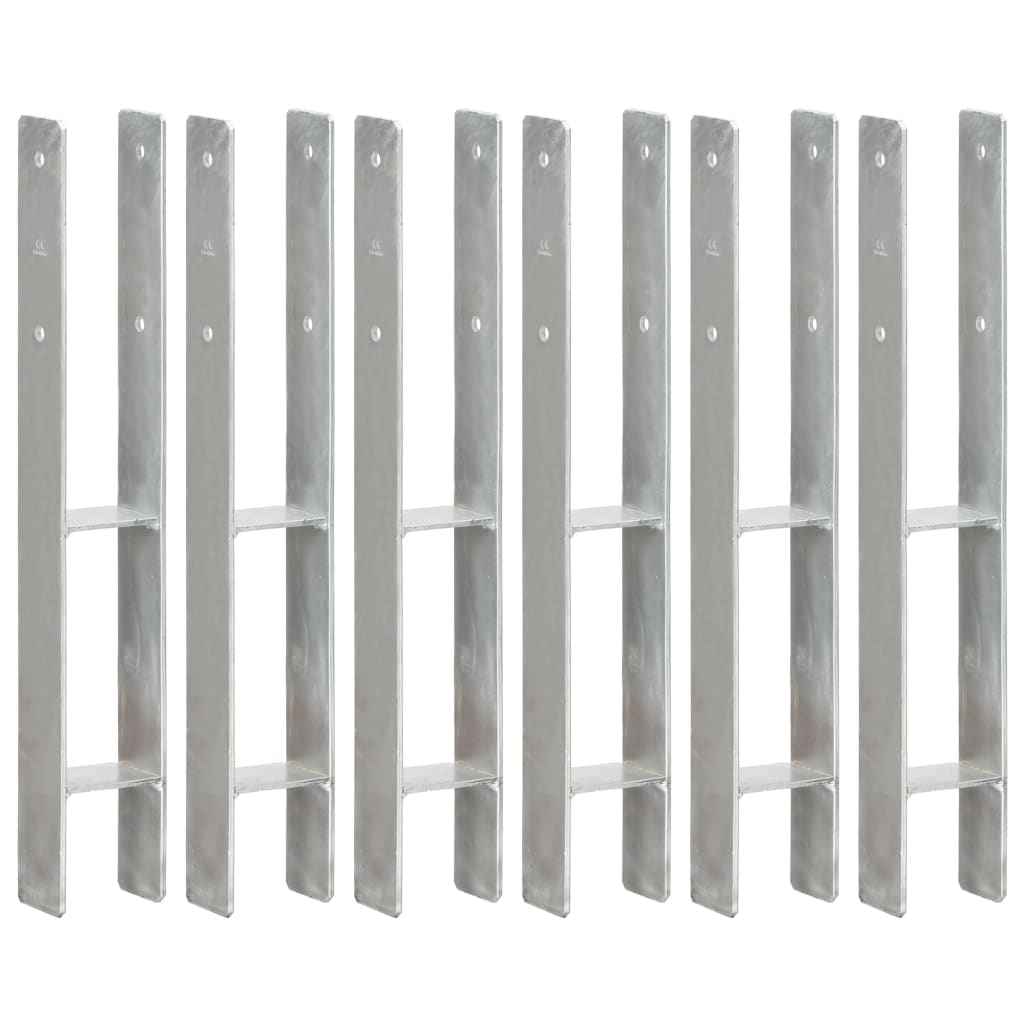 vidaXL Âncoras de vedação 6 pcs 7x6x60 cm aço galvanizado prateado