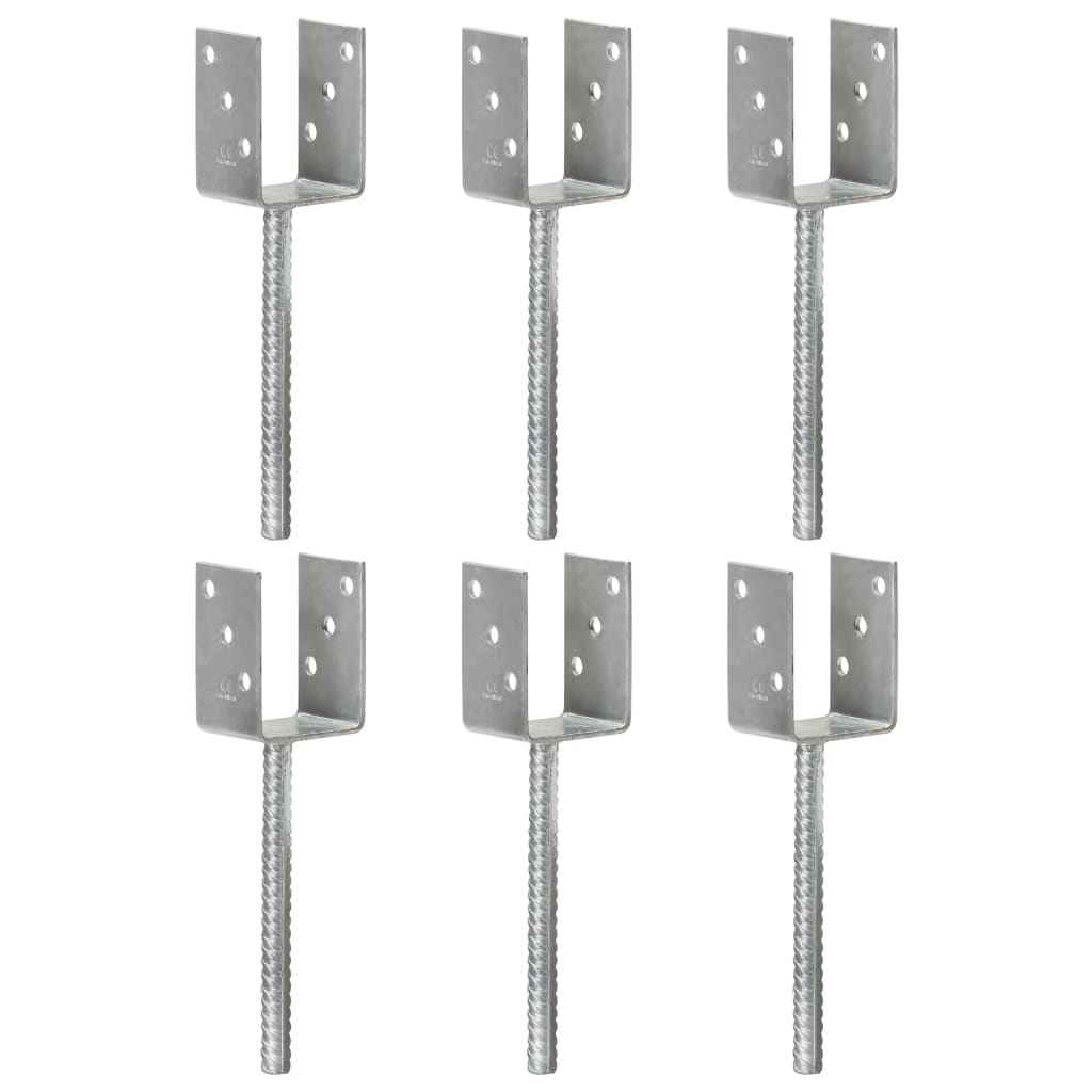 vidaXL Âncoras de vedação 6 pcs 7x6x30 cm aço galvanizado prateado