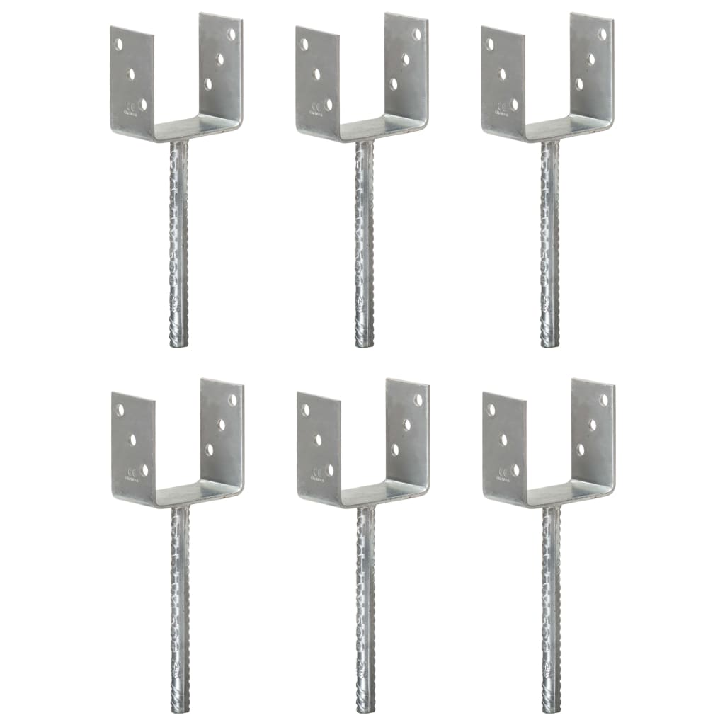 vidaXL Âncoras de vedação 6 pcs 7x6x30 cm aço galvanizado prateado