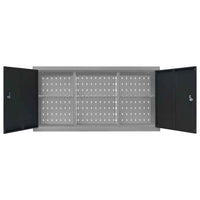 vidaXL Armário ferramentas parede industrial metal cinzento e preto
