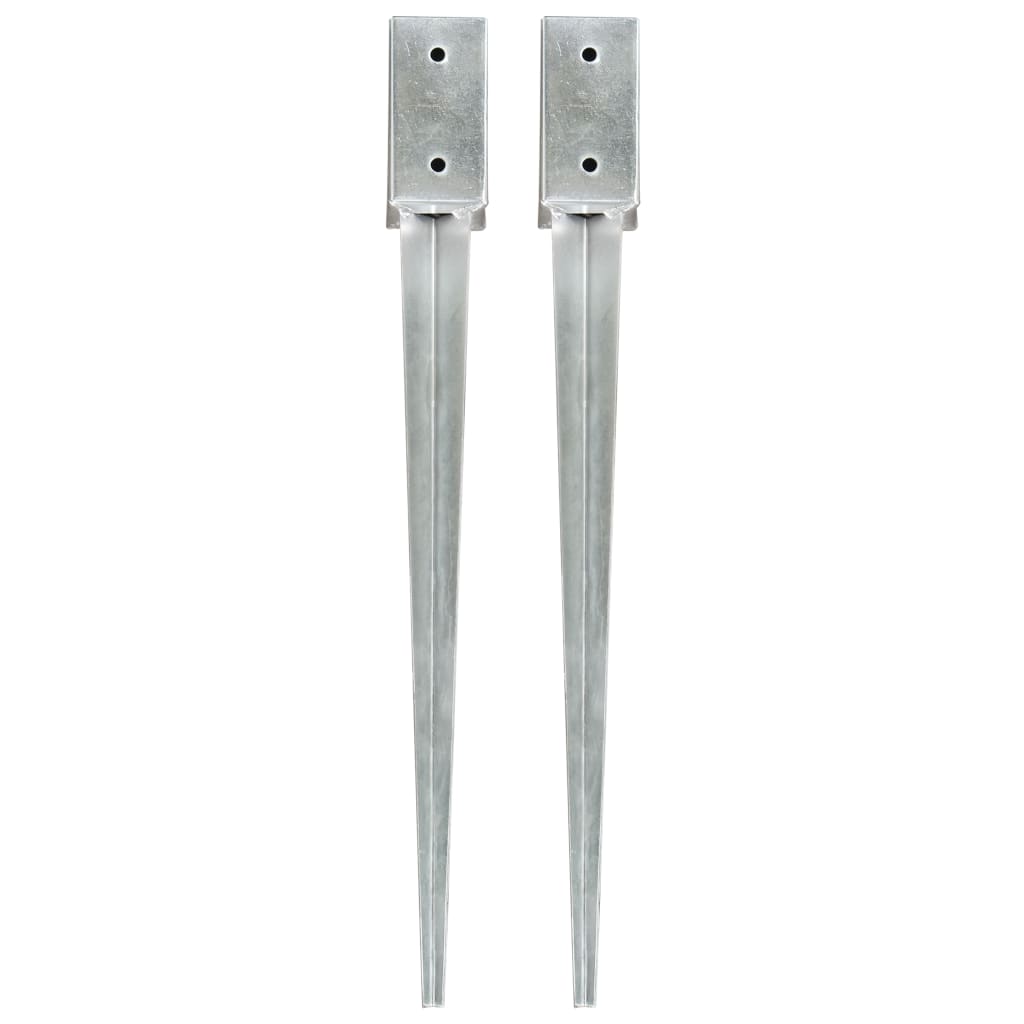 vidaXL Estacas de enterrar 2 pcs 7x7x75 cm aço galvanizado prateado