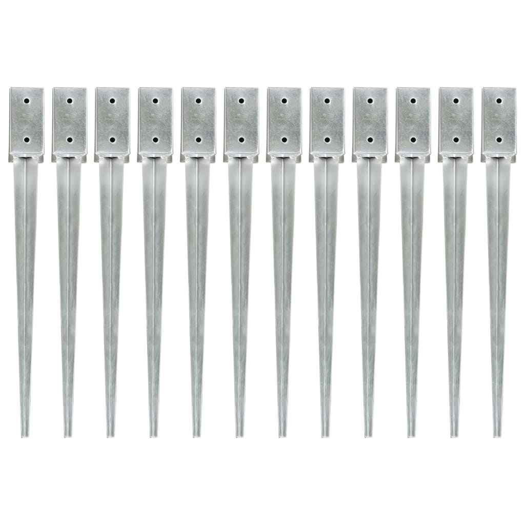 vidaXL Estacas de enterrar 2 pcs 7x7x75 cm aço galvanizado prateado