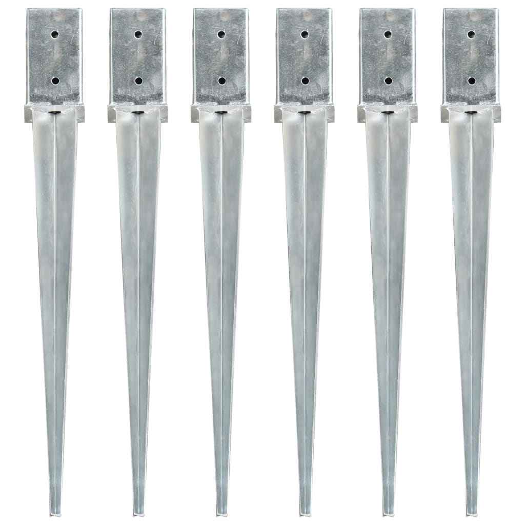 vidaXL Estacas de enterrar 2 pcs 7x7x75 cm aço galvanizado prateado