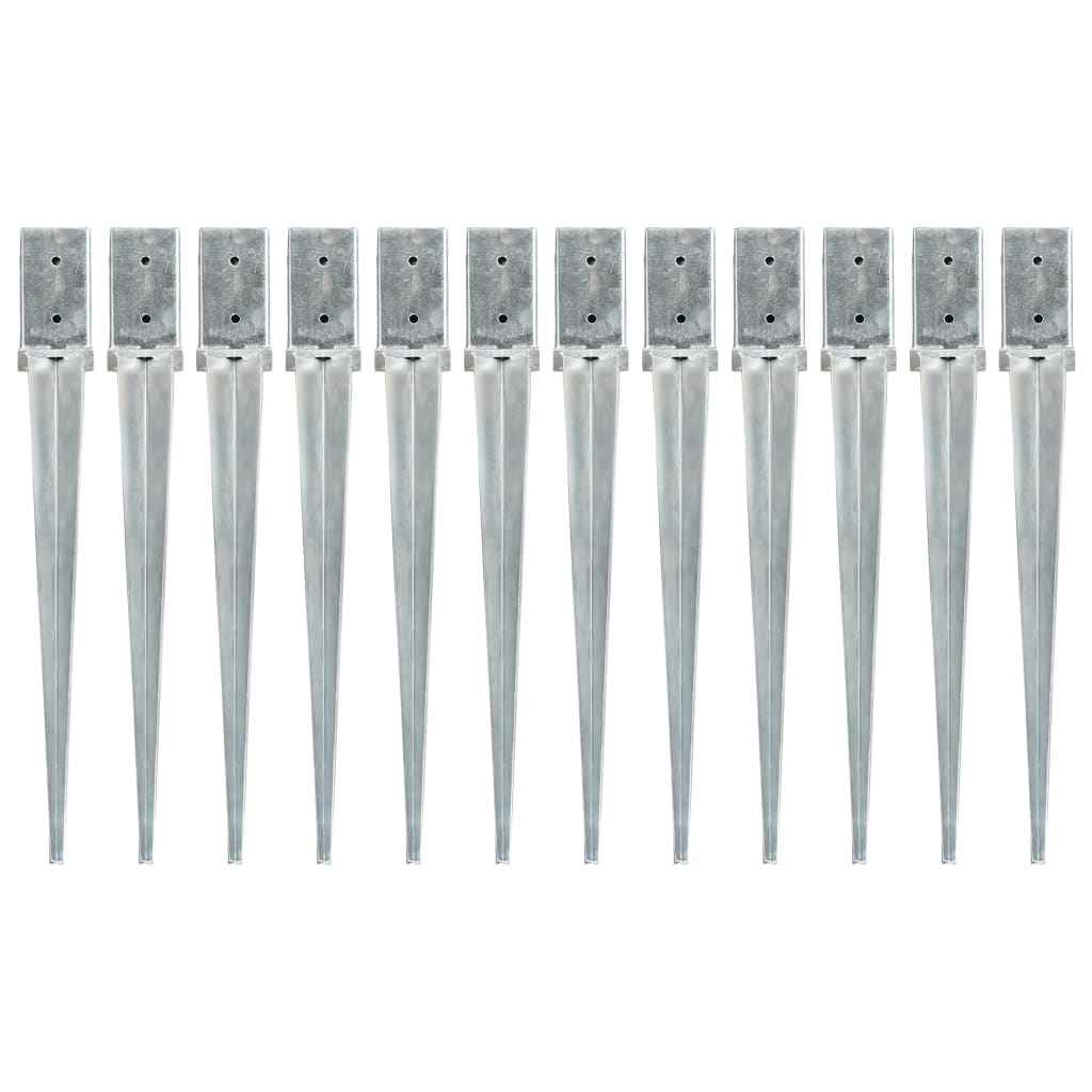 vidaXL Estacas de enterrar 2 pcs 7x7x75 cm aço galvanizado prateado
