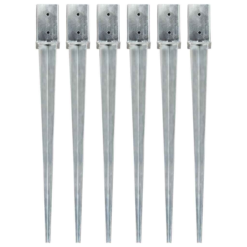 vidaXL Estacas de enterrar 2 pcs 7x7x75 cm aço galvanizado prateado