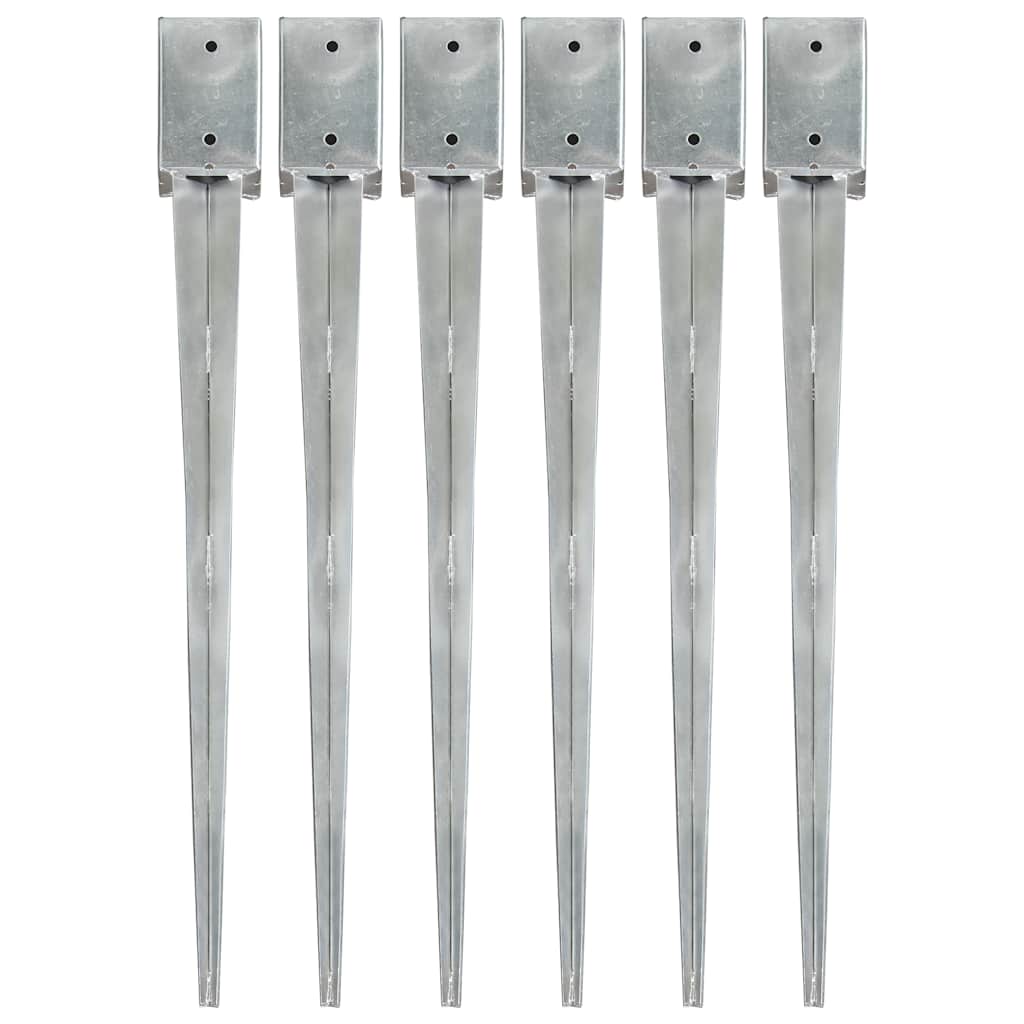 vidaXL Estacas de enterrar 2 pcs 7x7x75 cm aço galvanizado prateado