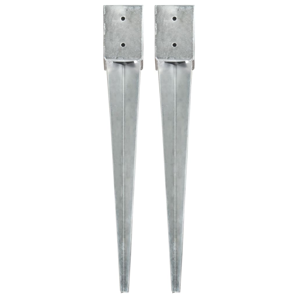 vidaXL Estacas de enterrar 2 pcs 7x7x75 cm aço galvanizado prateado