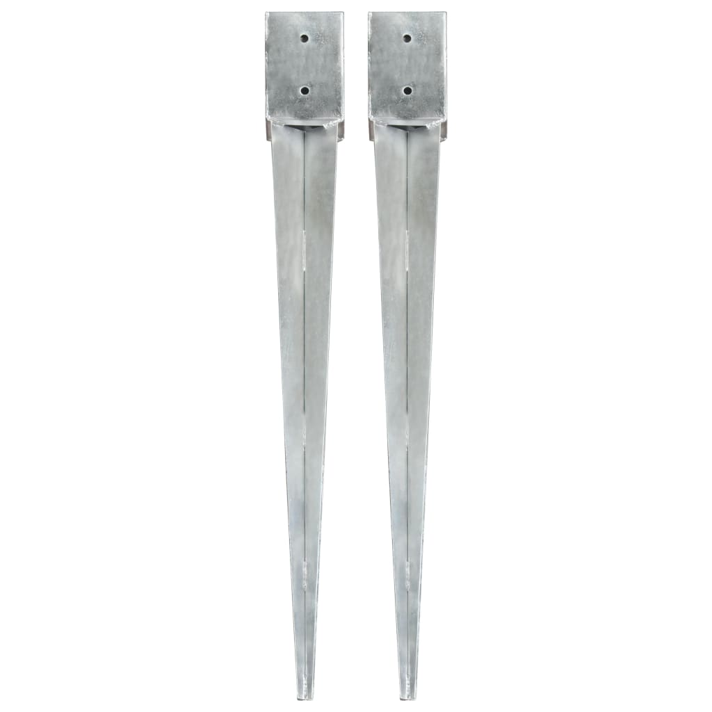 vidaXL Estacas de enterrar 2 pcs 7x7x75 cm aço galvanizado prateado