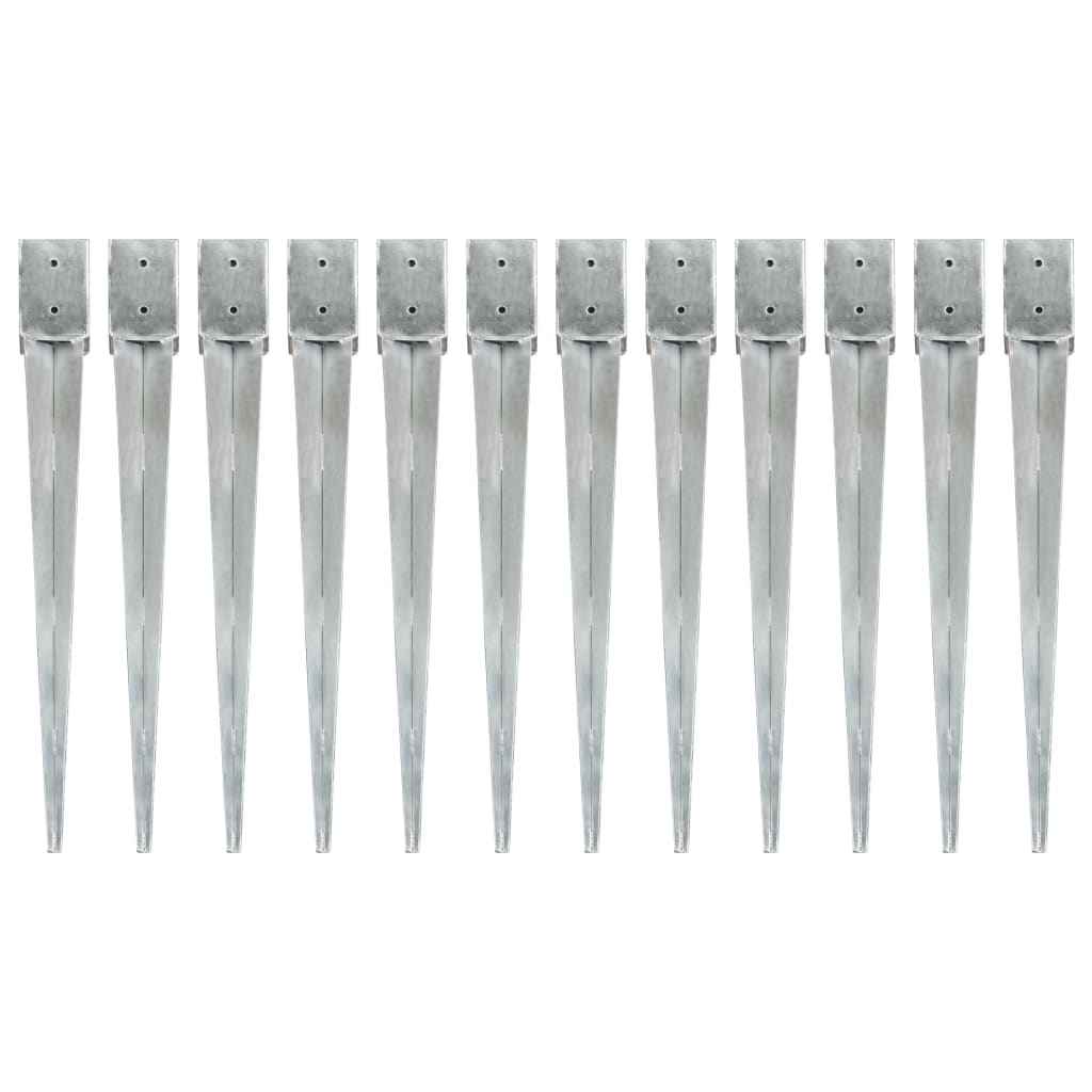 vidaXL Estacas de enterrar 2 pcs 7x7x75 cm aço galvanizado prateado