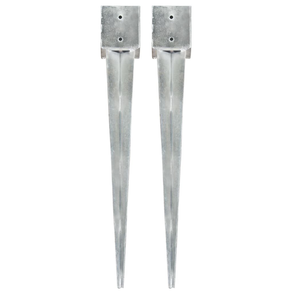 vidaXL Estacas de enterrar 2 pcs 7x7x75 cm aço galvanizado prateado