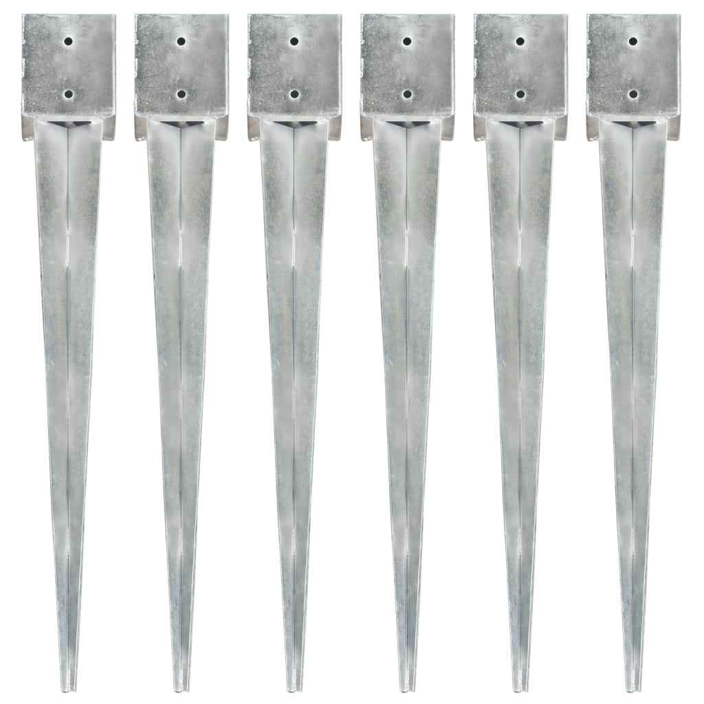 vidaXL Estacas de enterrar 2 pcs 7x7x75 cm aço galvanizado prateado