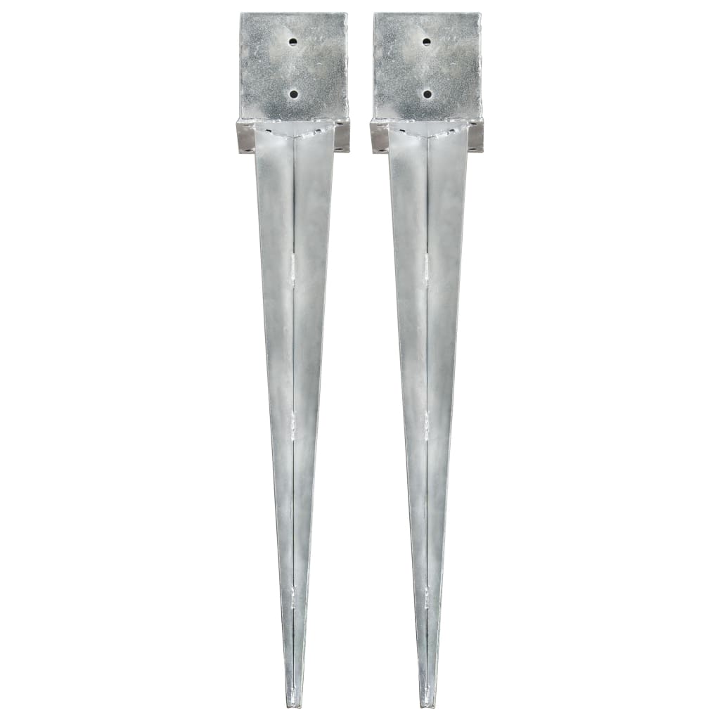vidaXL Estacas de enterrar 2 pcs 7x7x75 cm aço galvanizado prateado