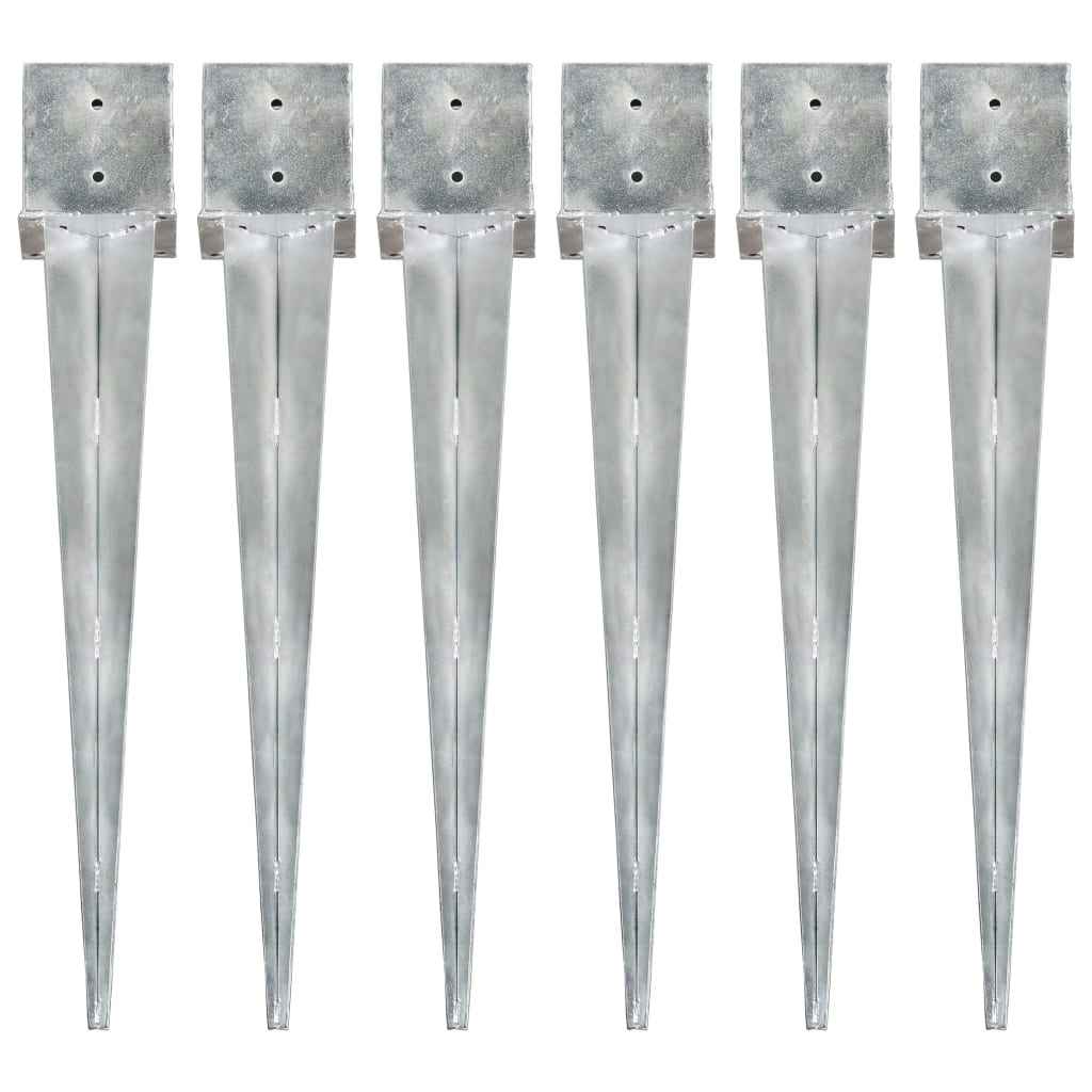 vidaXL Estacas de enterrar 2 pcs 7x7x75 cm aço galvanizado prateado