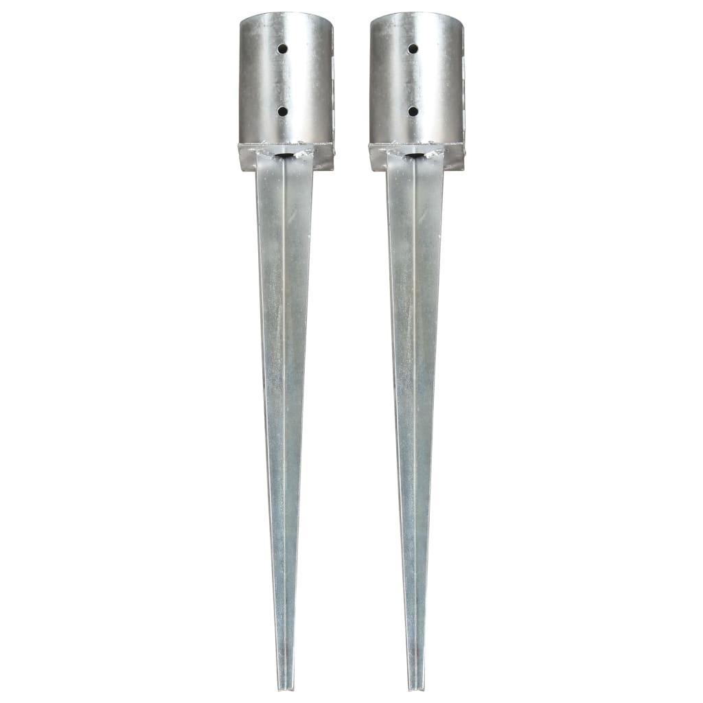 vidaXL Estacas de enterrar 2 pcs 8x61 cm aço galvanizado prateado