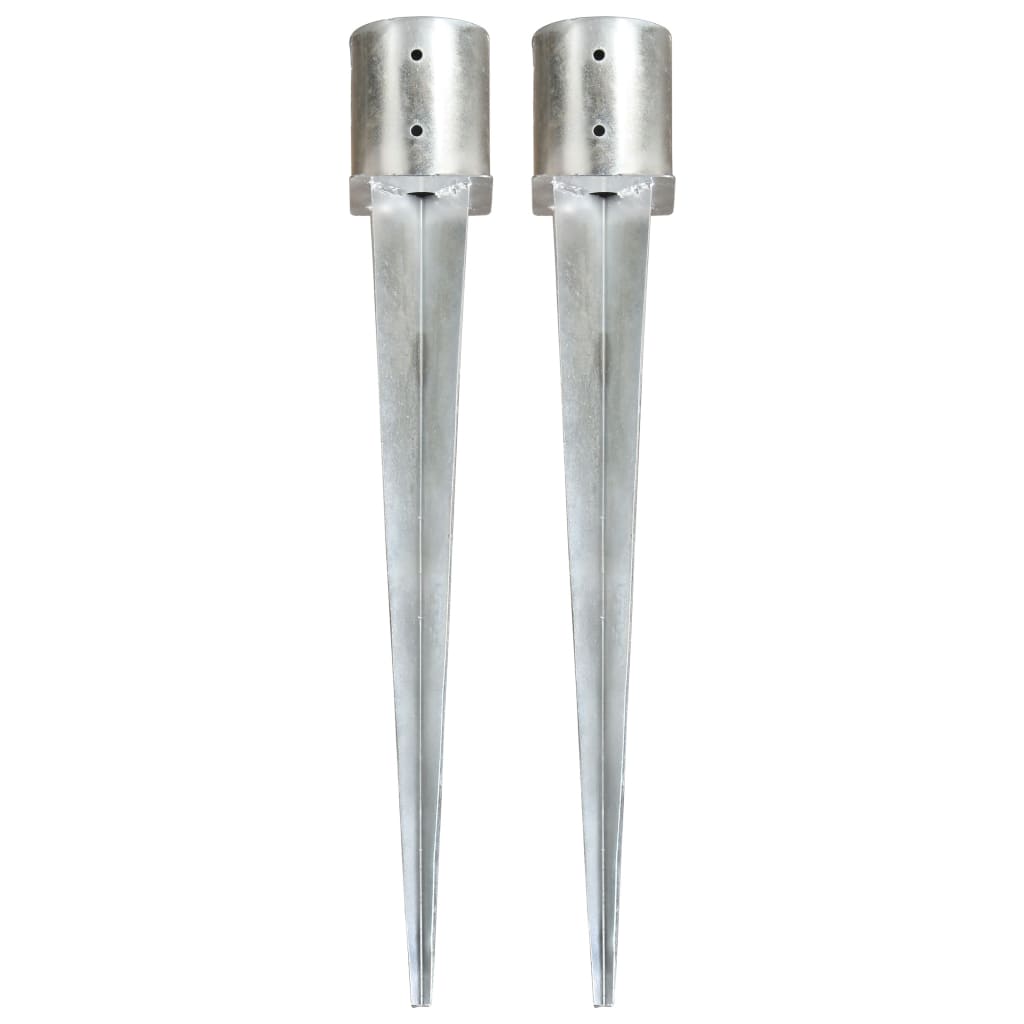 vidaXL Estacas de enterrar 2 pcs 8x61 cm aço galvanizado prateado