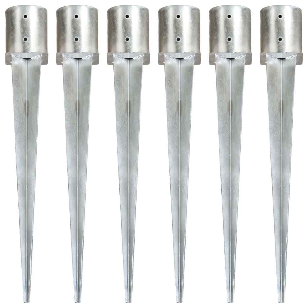 vidaXL Estacas de enterrar 2 pcs 8x61 cm aço galvanizado prateado