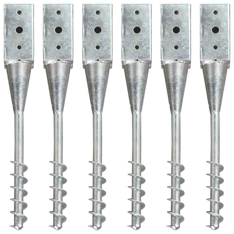 vidaXL Estacas de enterrar 2 pcs 7x7x56 cm aço galvanizado prateado