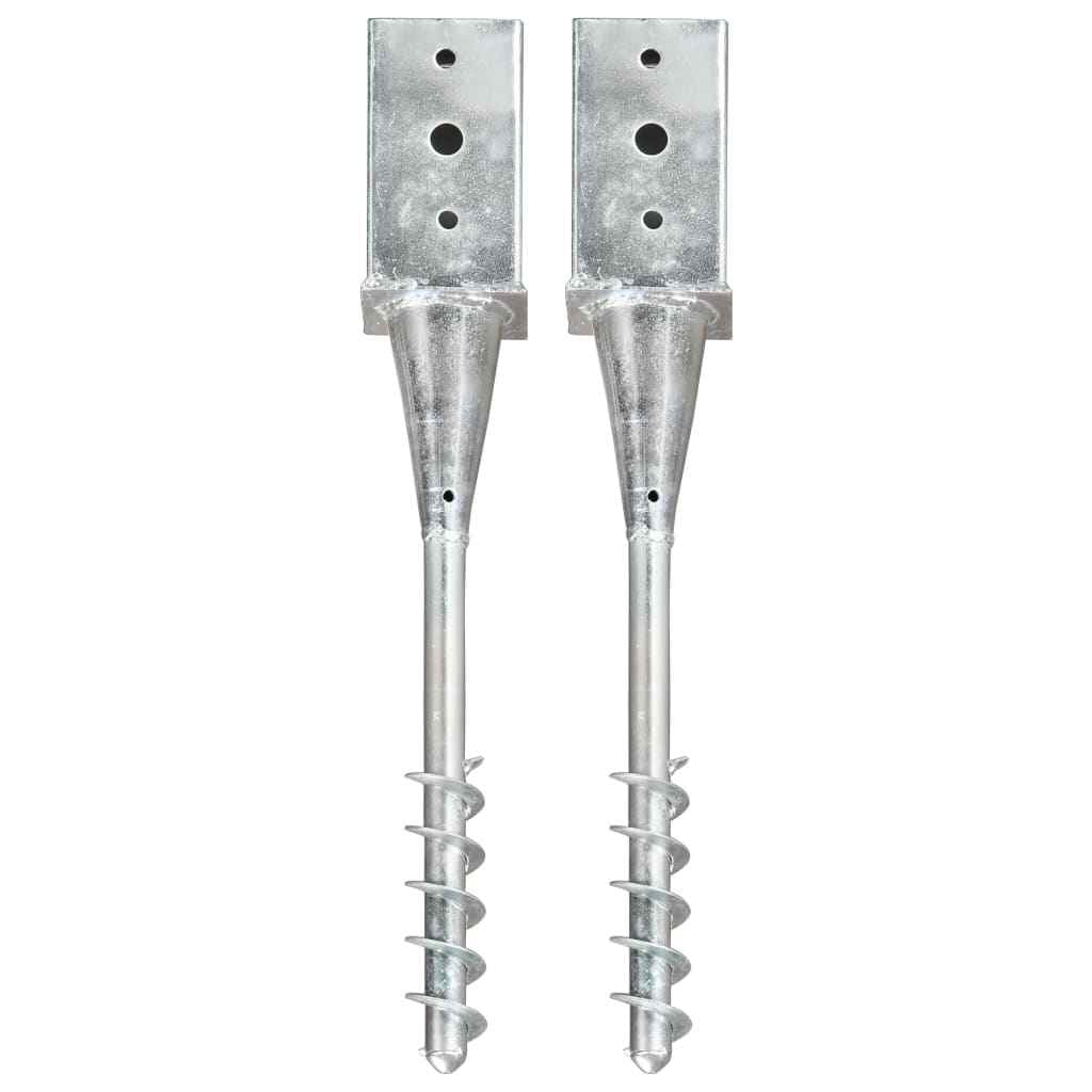 vidaXL Estacas de enterrar 2 pcs 7x7x56 cm aço galvanizado prateado