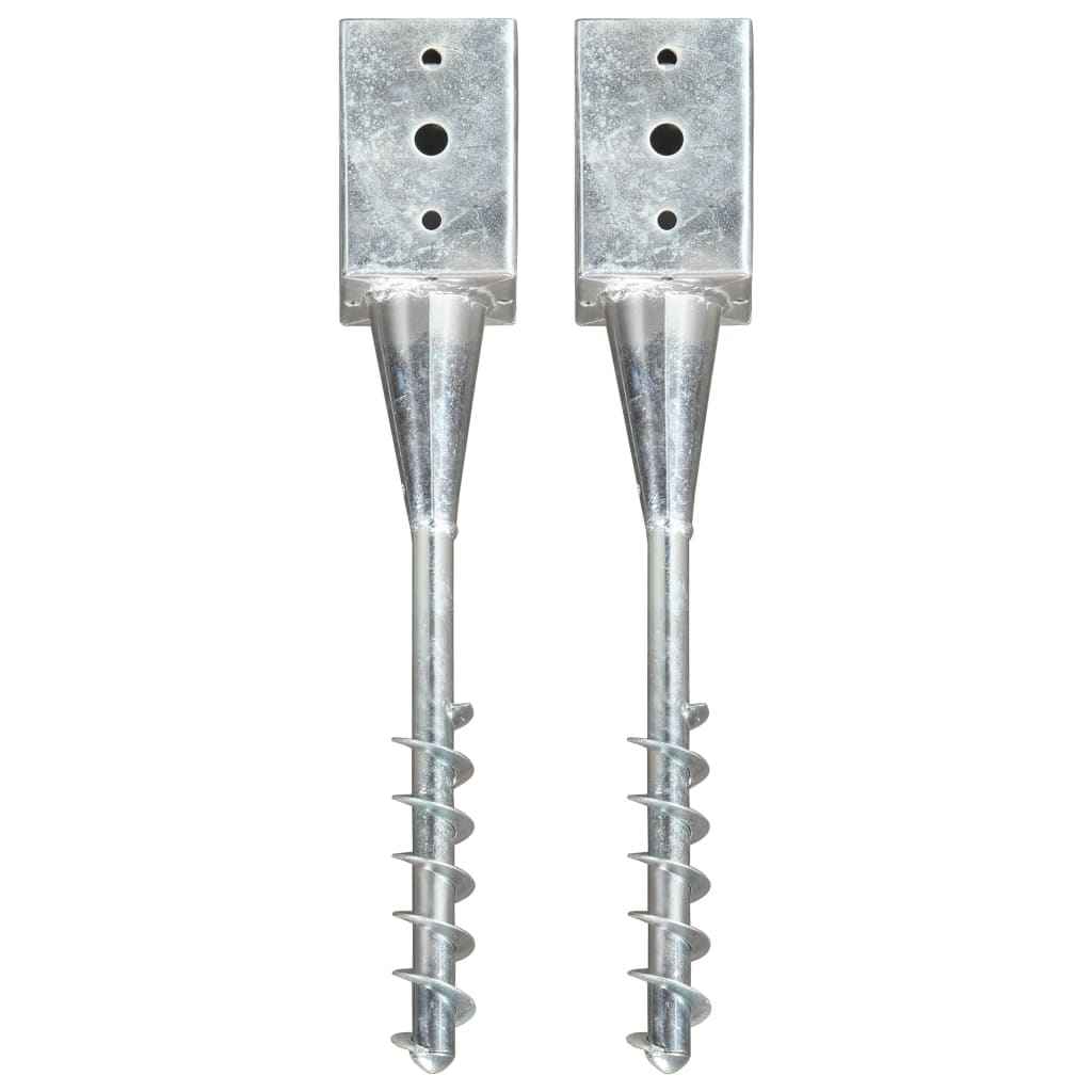 vidaXL Estacas de enterrar 2 pcs 7x7x56 cm aço galvanizado prateado