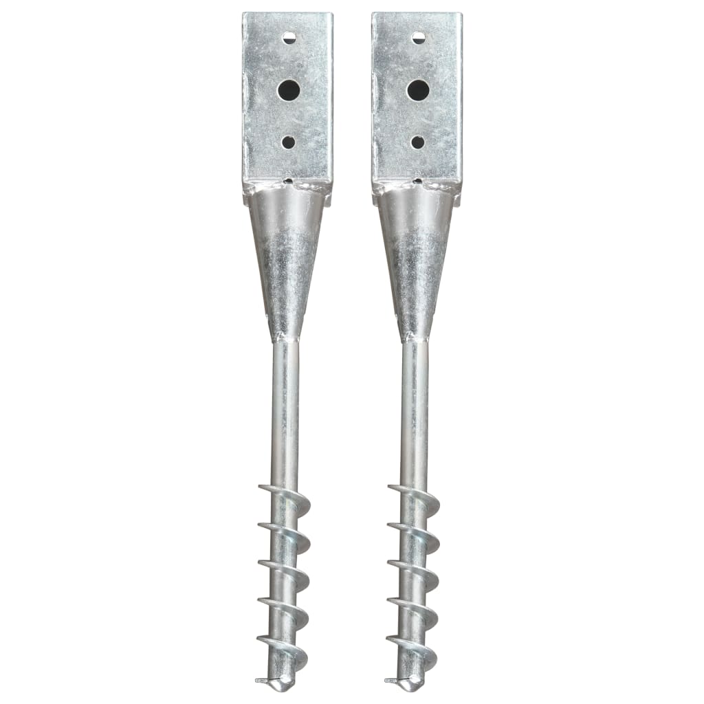 vidaXL Estacas de enterrar 2 pcs 7x7x56 cm aço galvanizado prateado