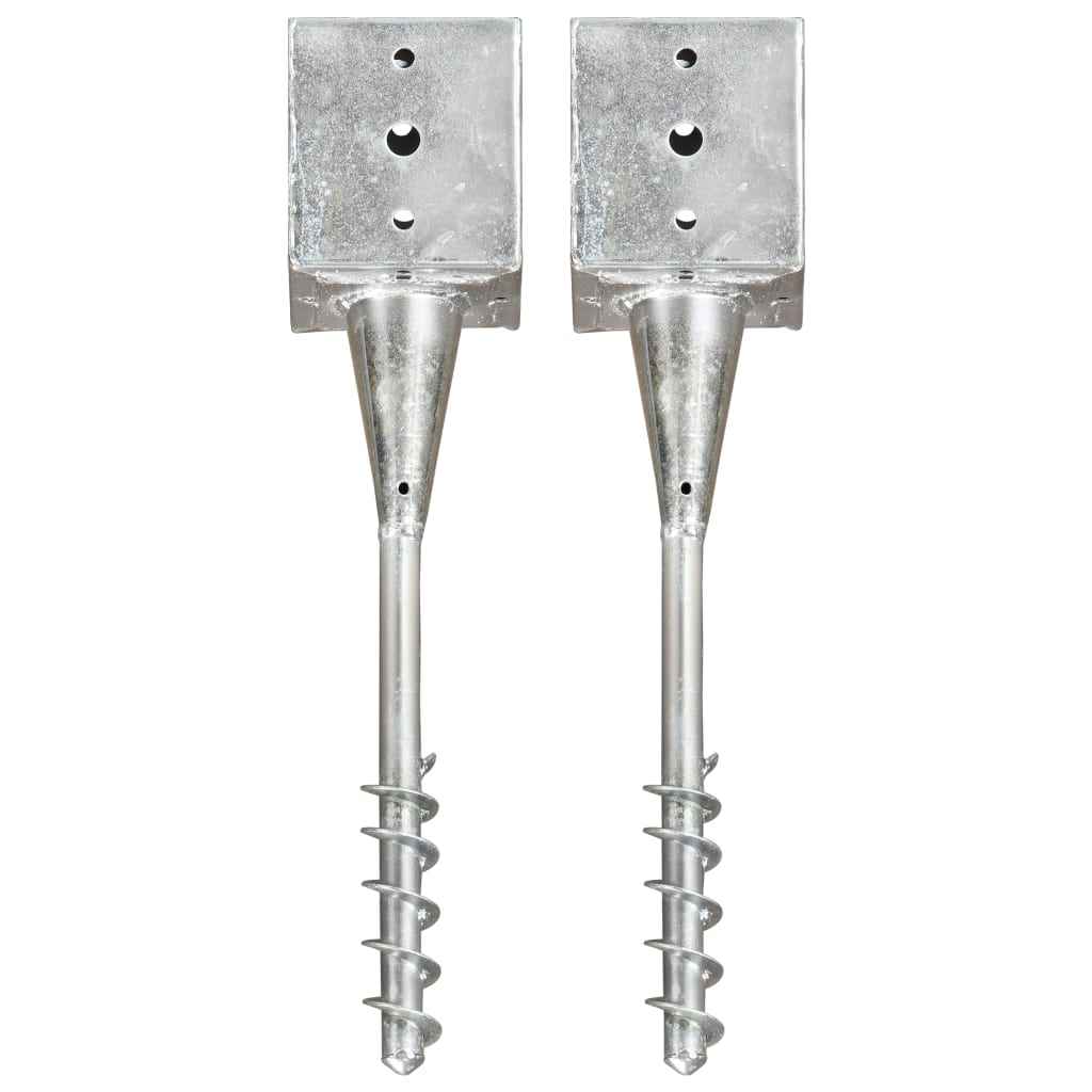 vidaXL Estacas de enterrar 2 pcs 7x7x56 cm aço galvanizado prateado
