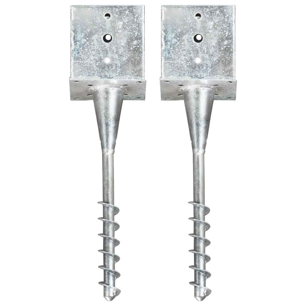 vidaXL Estacas de enterrar 2 pcs 7x7x56 cm aço galvanizado prateado