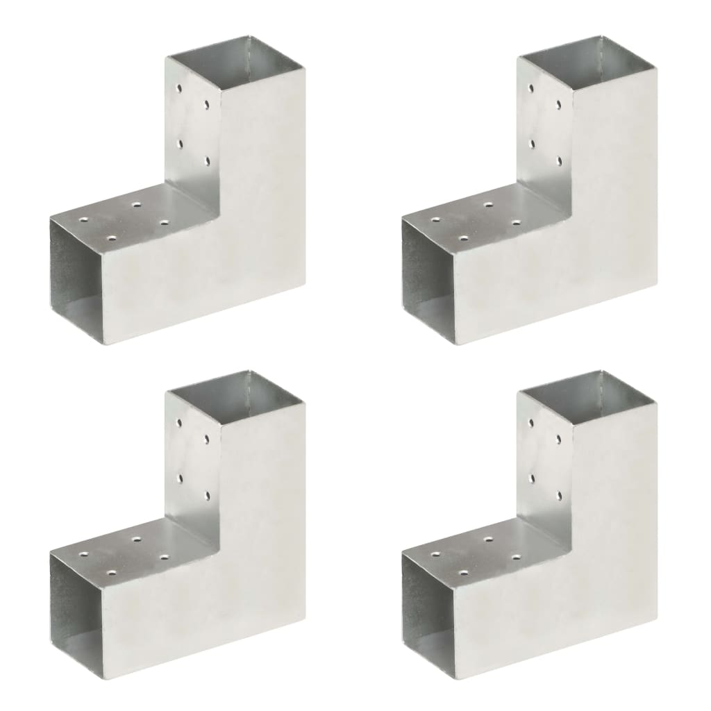 vidaXL Base para poste em forma de L 71x71 mm metal galvanizado