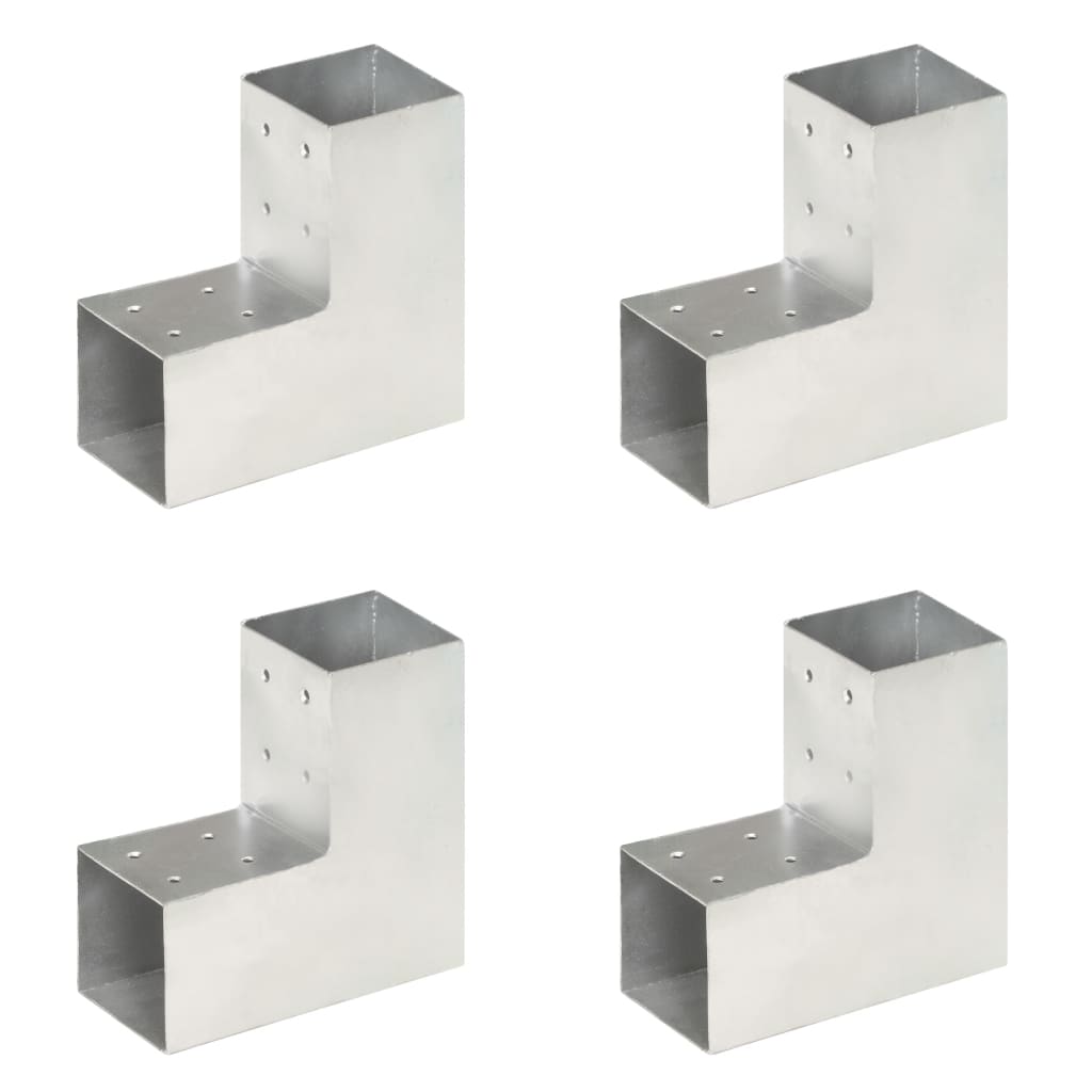 vidaXL Base para poste em forma de L 71x71 mm metal galvanizado