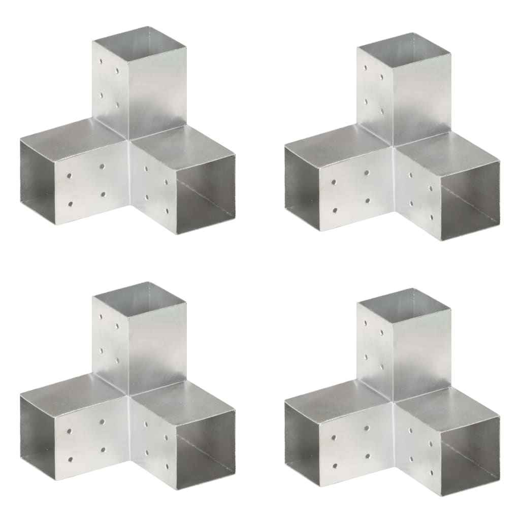 vidaXL Base para poste em forma de L 71x71 mm metal galvanizado