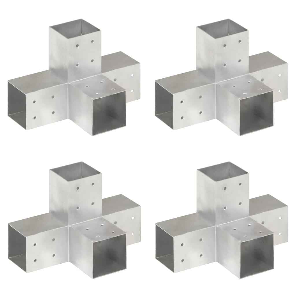 vidaXL Base para poste em forma de L 71x71 mm metal galvanizado