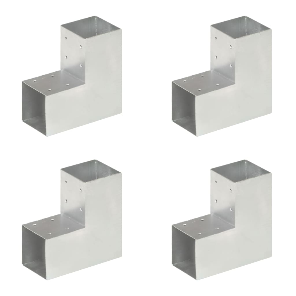vidaXL Base para poste em forma de L 71x71 mm metal galvanizado