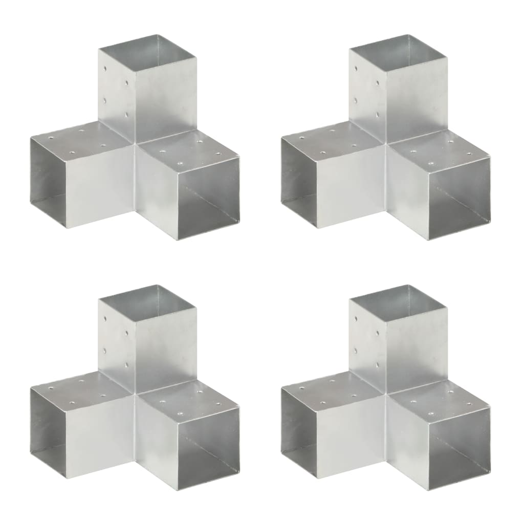 vidaXL Base para poste em forma de L 71x71 mm metal galvanizado