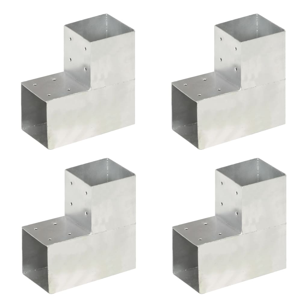 vidaXL Base para poste em forma de L 71x71 mm metal galvanizado