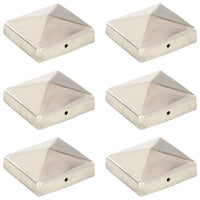 vidaXL Tampas piramidais p/ postes vedação 6pcs aço inoxidável 71x71mm