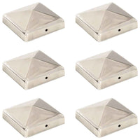 vidaXL Tampas piramidais p/ postes vedação 6pcs aço inoxidável 71x71mm