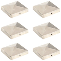 vidaXL Tampas piramidais p/ postes vedação 6pcs aço inoxidável 71x71mm
