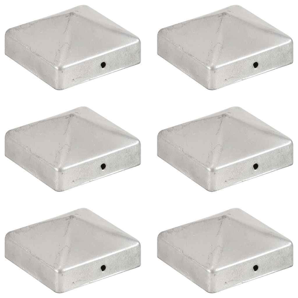 vidaXL Tampas piramidais p/ postes vedação 6pcs aço inoxidável 71x71mm