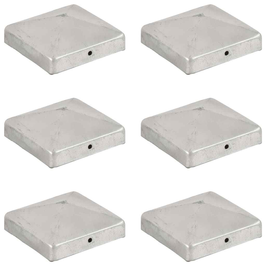 vidaXL Tampas piramidais p/ postes vedação 6pcs aço inoxidável 71x71mm