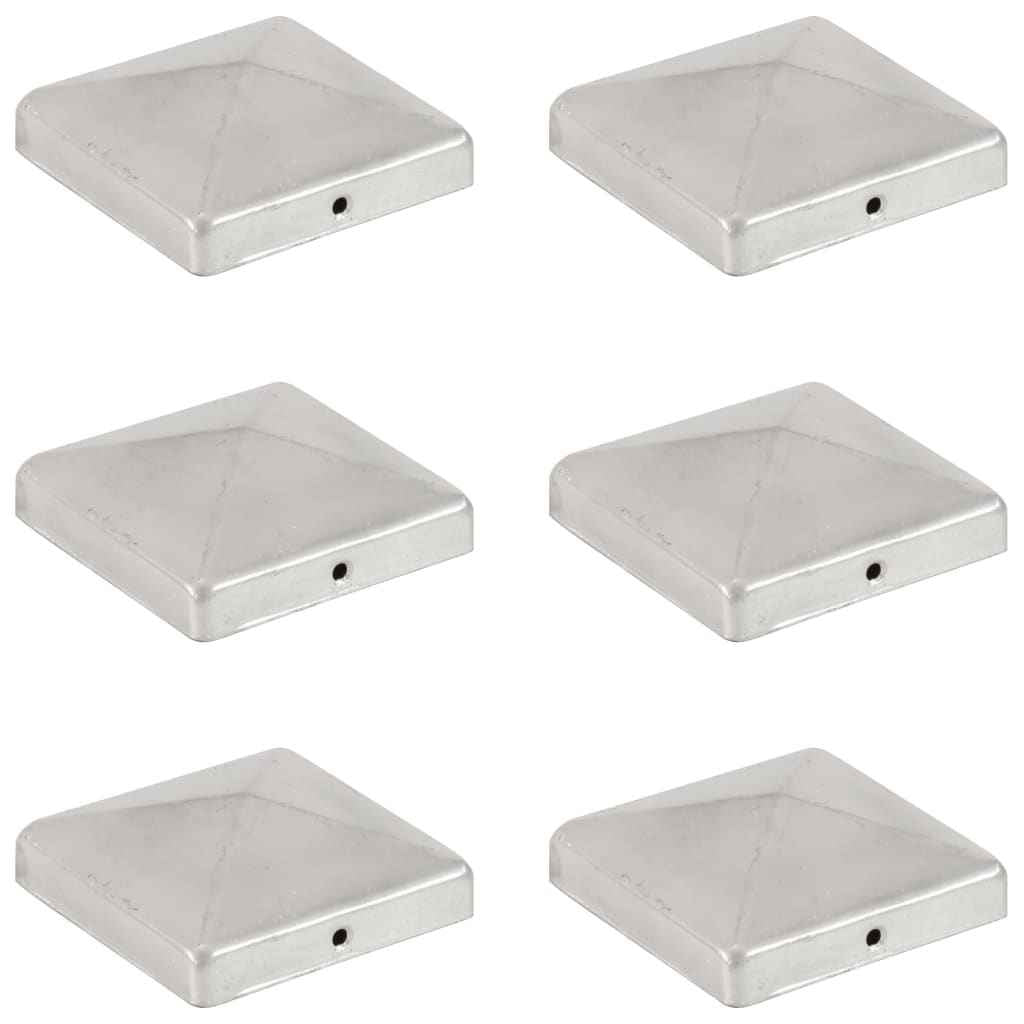 vidaXL Tampas piramidais p/ postes vedação 6pcs aço inoxidável 71x71mm