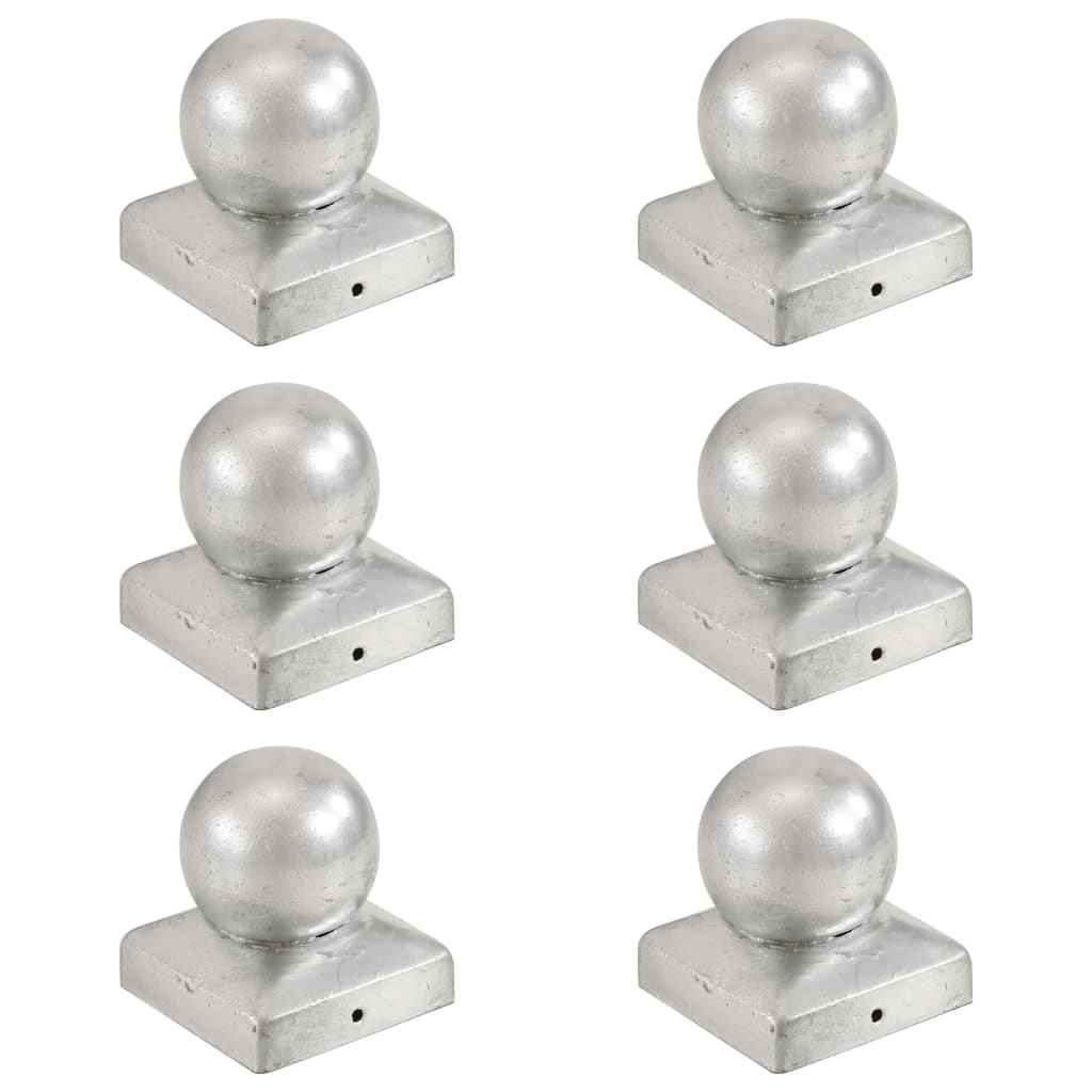 vidaXL Tampas em globo p/ postes vedação 6 pcs aço inoxidável 91x91mm