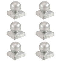 vidaXL Tampas em globo p/ postes vedação 6 pcs aço inoxidável 91x91mm