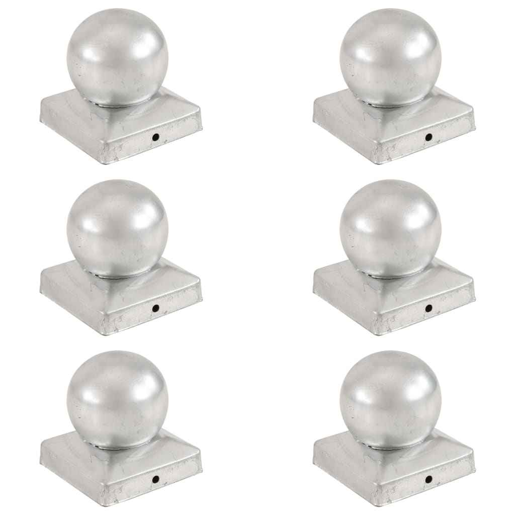 vidaXL Tampas em globo p/ postes vedação 6 pcs aço inoxidável 91x91mm