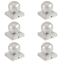 vidaXL Tampas em globo p/ postes vedação 6 pcs aço inoxidável 91x91mm