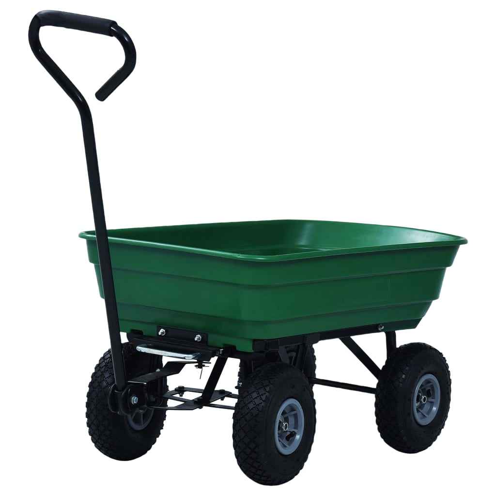 vidaXL Carrinho de mão basculante para jardim 300 kg 75 L verde