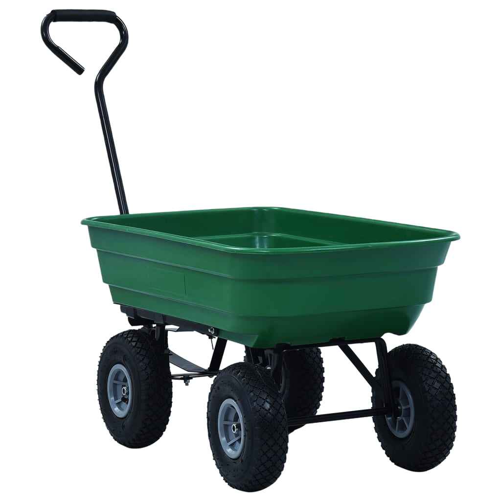vidaXL Carrinho de mão basculante para jardim 300 kg 75 L verde